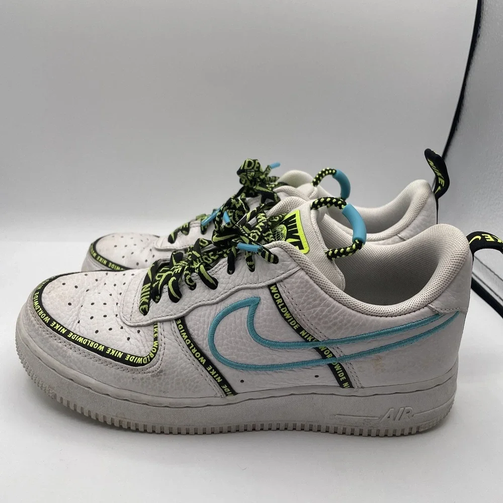 Nike Air Force 1 World Wide Pack White/Green/Blue Size‎ 8 CK7213-100